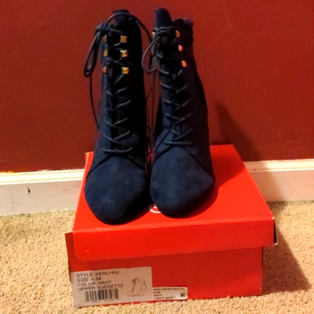 Navy Women Lace-Up Booties Rebel by ZiGi